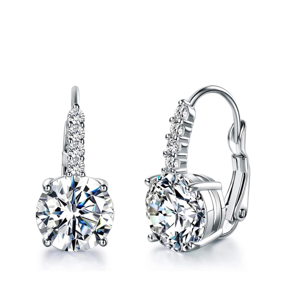 3.5 CARAT 18k White gold plated Sterling silver drop dangle diamond earrings